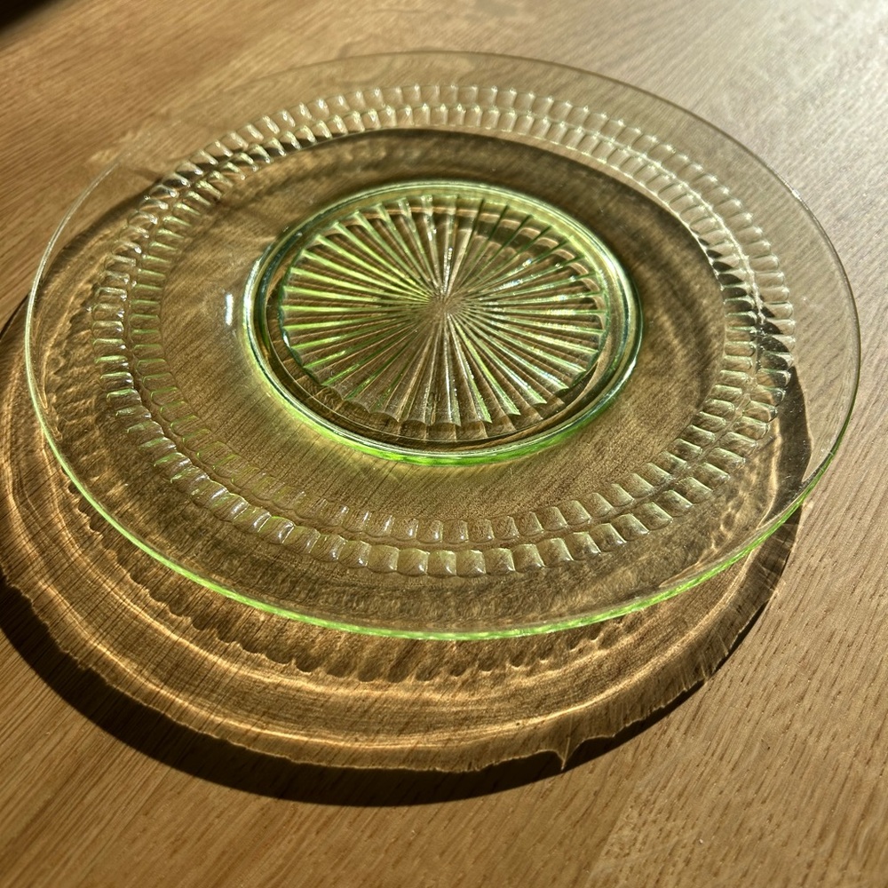 Vintage Green Depression Glass Plate